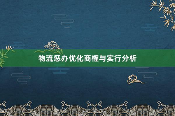 物流惩办优化商榷与实行分析