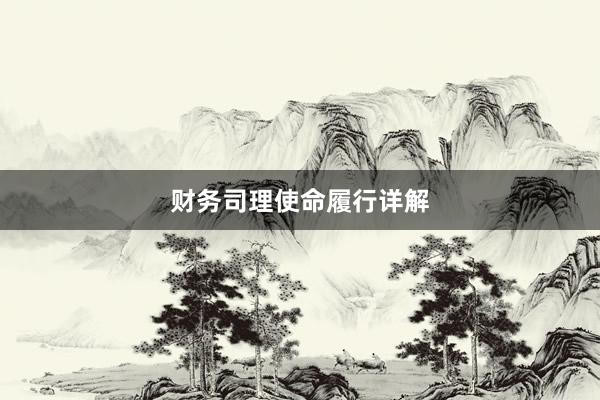财务司理使命履行详解
